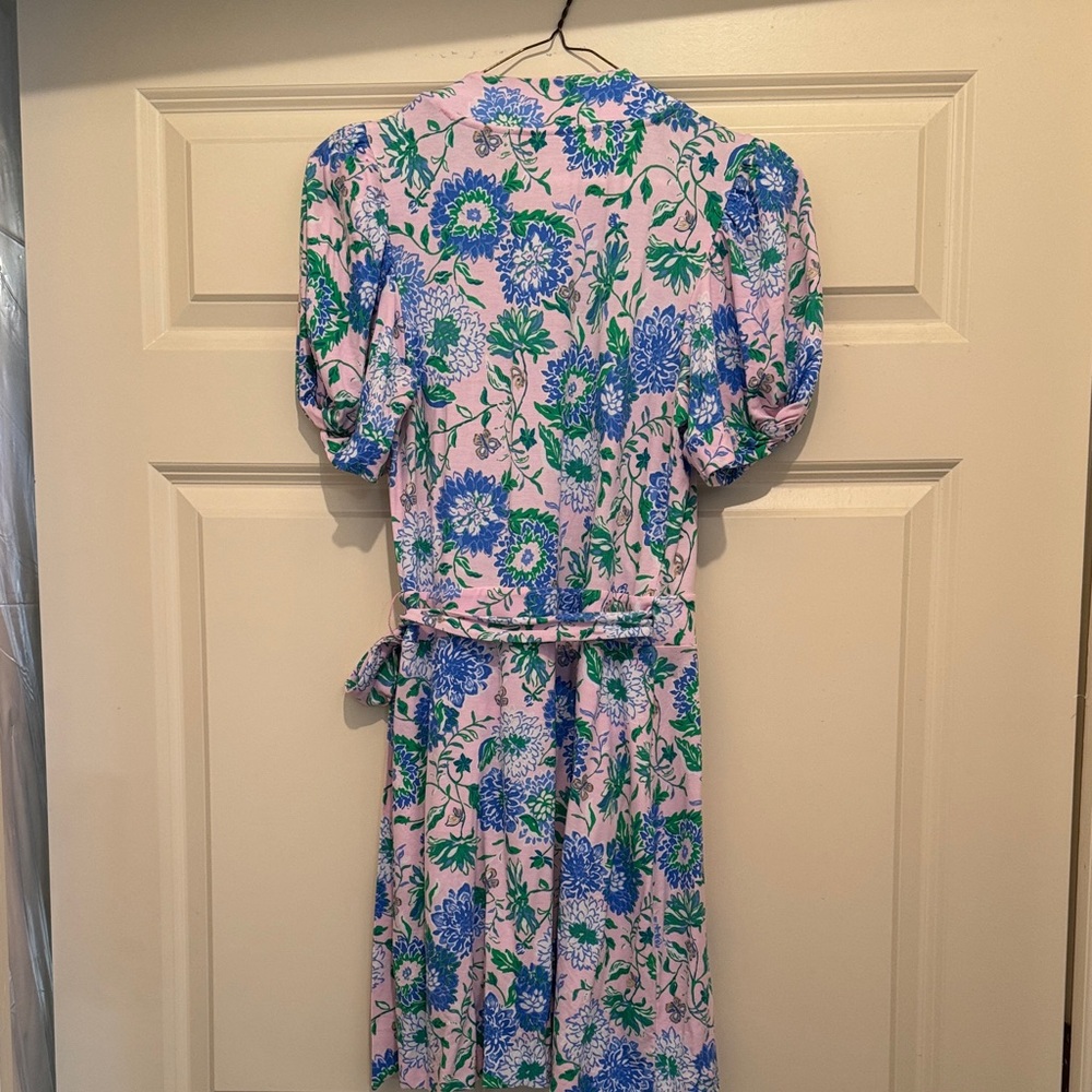 Lilly Pulitzer Pink and Blue Floral Wrap Dress - Picture 3 of 3